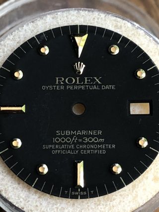 Rolex Submariner Vintage Black Matte Finish Nipple Dial For 18k 16808