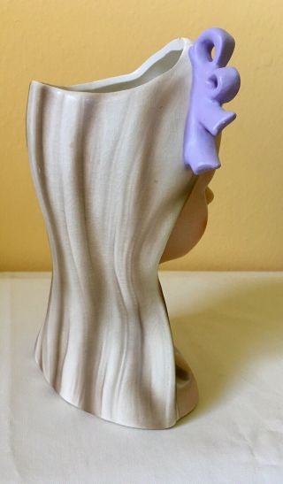 7” Japan RARE Lavender Girl Head Vase In Exceptional Vintage. 4