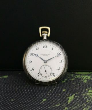 Zenith Chronometre Vintage 0.  800 Sterling Silver Rare Swiss Pocket Watch.