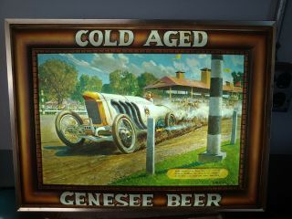 Vintage 1970s Cold Aged Genesee Beer Lighted Sign Racing