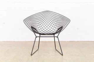 Pair Vintage Black Harry Bertoia Diamond Wire Chairs Knoll 4