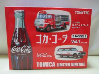 Tomica Limited Vintage 1/64 2 Models Nissan 3.  5t Truck Crown Van Coca Cola