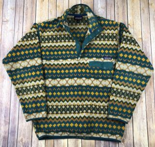 Vintage Patagonia Synchilla Snap T Fleece Jacket Men’s Medium Aztec Pattern