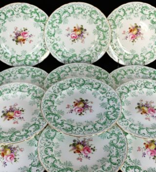 Vintage Set 12 Royal Crown Derby Rutland A495 Luncheon Plates 9 "