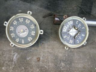 Vintage 47 - 53 Chevy Truck Gauges Pair Speedometer Quad Oem With Glass And Trim