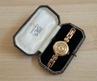 Ladies Vintage.  375 9ct Rose Gold Rolex Wrist Watch,  Period Box 19.  9g F