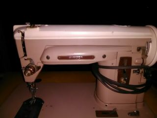 Singer Slant Needle Sewing Machine 404 Straight Stitch and vintage tabl 2
