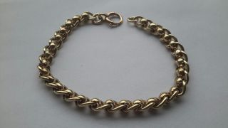 Rare Antique 9ct Yellow Gold Fancy Rolo Link Bracelet