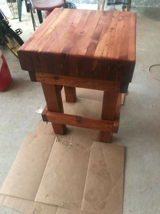 Vintage Chopping Block Butcher Block Table 32 Tall Roughly 23x23