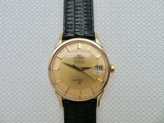 1966 MENS VINTAGE OMEGA CONSTELLATION PIE PAN DIAL DOG LEGS GOLD CAPPED 168.  005 3