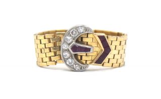 Vintage Retro Tiffany & Co Diamond Ruby Mesh Buckle Ring Platinum 14k Gold Sz 10