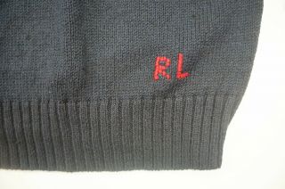 Rare Vintage POLO RALPH LAUREN Cardigan RL Bear Knit Sweater 90s Retro Navy XL 3