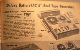 Vintage Aiwa Model TP - 1013 1969 Stereo Solid State PORTABLE Tape Recorder DESCRI 2