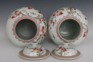 Fine Chinese Pair Famille Rose Porcelain Guava Flower and Bird Pots 8