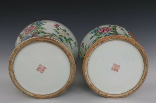 Fine Chinese Pair Famille Rose Porcelain Guava Flower and Bird Pots 9