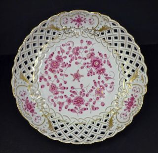 Vintage Meissen " Pink Indian " Reticulated Bowl