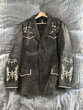 Rare | Ralph Lauren Rrl Western Leather Coat Collector Item Sz Xl