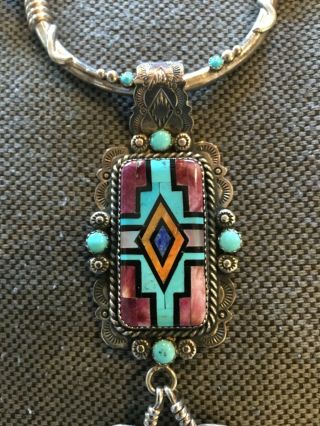 Vintage Navajo Feather Necklace and Earring Set by Artisan Bernyse Chavez 4