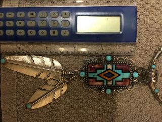 Vintage Navajo Feather Necklace and Earring Set by Artisan Bernyse Chavez 8