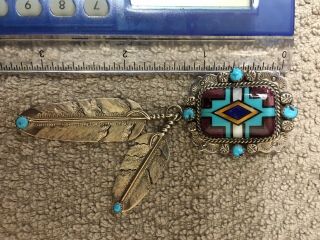Vintage Navajo Feather Necklace and Earring Set by Artisan Bernyse Chavez 9