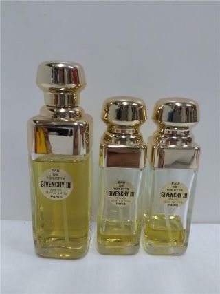 Vintage Givenchy Iii Perfume 3 1/3 Oz & (2) 1 2/3 Oz.  Eau De Toilette