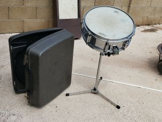Vintage Slingerland Chrome Festival Snare Drum Case Stand Band Sound King