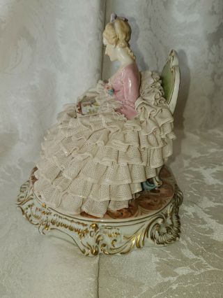 VERY RARE Large Vintage Luigi Fabris Porcelain Lace Lady Reading 4