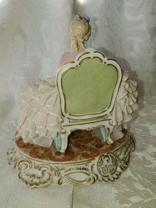 VERY RARE Large Vintage Luigi Fabris Porcelain Lace Lady Reading 5