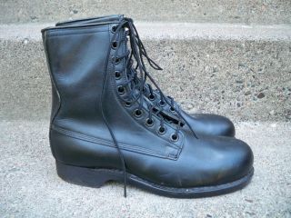 Vtg 70s Vietnam Military Boots Black Leather Jump Us Army Men 