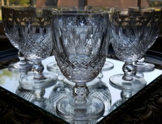 (8) Waterford Crystal Colleen Pattern White Wine Glasses 4 3/4 " Vintage Signed