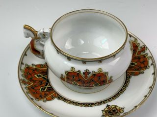 Kornilov Bros.  Russian Porcelain Cup & Saucer Set,  Pattern 47,  Crown Ornament 5