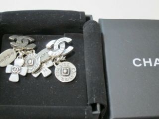 Authentic Vintage Chanel Cc Logo Charms Dangle Pierced Earrings