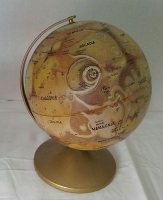 Vtg Rare Mars Globe Replogle 6” Model Vintage Made In Usa Metal Read