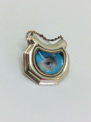 Fine Antique Victorian 9ct Gold Lovers Eye Brooch Pendant