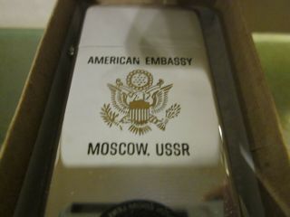 VINTAGE 1976 slim ZIPPO LIGHTER AMERICAN EMBASSY MOSCOW USSR 2