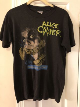 Vtg Alice Cooper T Shirt Large Constrictor Tour Concert Vinnie Vincent Invasion