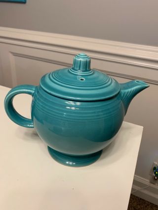 Vintage Fiestaware Turquoise Medium Teapot Fiesta Blue C Handle Tea Pot