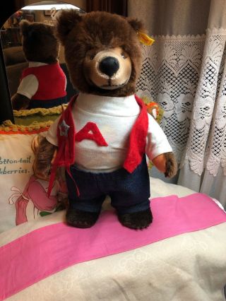 Steiff Germany Klein Archie Mohair Hand Crafted Stuffed Teddy Bear Dressed Rare