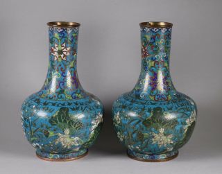 Antique Chinese Cloisonne Bottle Vases