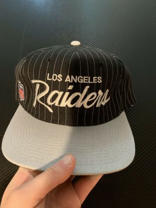 Vintage Sports Specialties Los Angeles Raiders Script Pinstripe Snapback Hat 90s