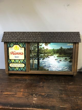 Vintage Hamm’s Beer Sign Scenorama Campfire Waterfall Motion Lighted 10