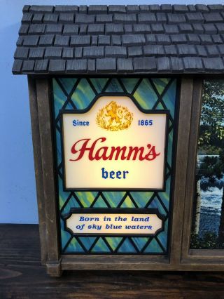 Vintage Hamm’s Beer Sign Scenorama Campfire Waterfall Motion Lighted 4