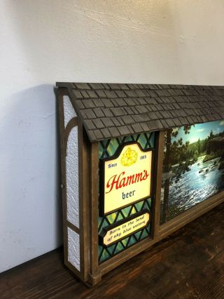 Vintage Hamm’s Beer Sign Scenorama Campfire Waterfall Motion Lighted 7