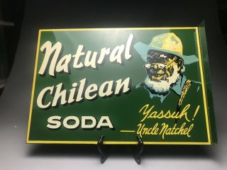 Stunning Rare Natural Chilean Soda Double Sided Porcelain Phlange Sign 1940s