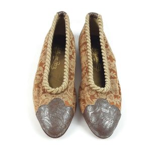 Vintage Womens Willy Van Rooy Baroque Flats Size 9 Rare 80s Leather Sole Spain