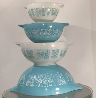 Pyrex Amish Butterprint Cinderella Mixing Bowl Set Vintage 1957 441 442 443 444 2