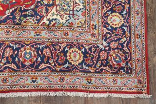 Handmade Kashaan Persian Oriental Area Rug Traditional Floral Red/Navy Blue 8x12 5