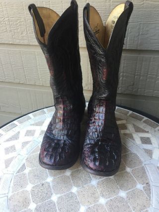 Vintage Corral Cordovan Exotic Caiman Belly Cowboy Boots Mens Size 13 D 3