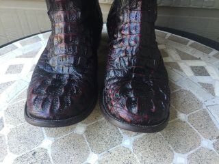 Vintage Corral Cordovan Exotic Caiman Belly Cowboy Boots Mens Size 13 D 4