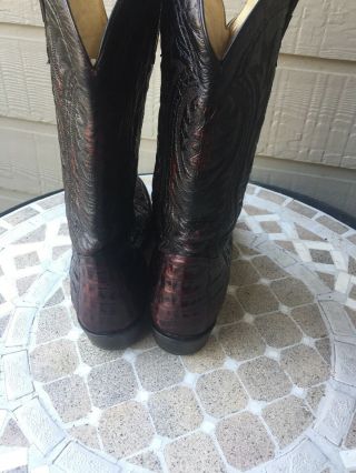Vintage Corral Cordovan Exotic Caiman Belly Cowboy Boots Mens Size 13 D 7